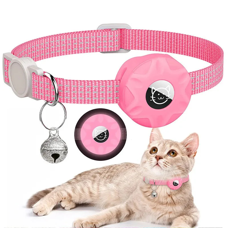 Support de collier pour animaux de compagnie avec design réfléchissant - Étui AirTag en silicone avec clochette