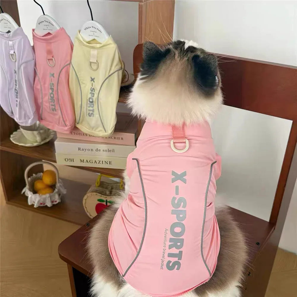 Reflective Sports Pet T-Shirt with Traction Ring