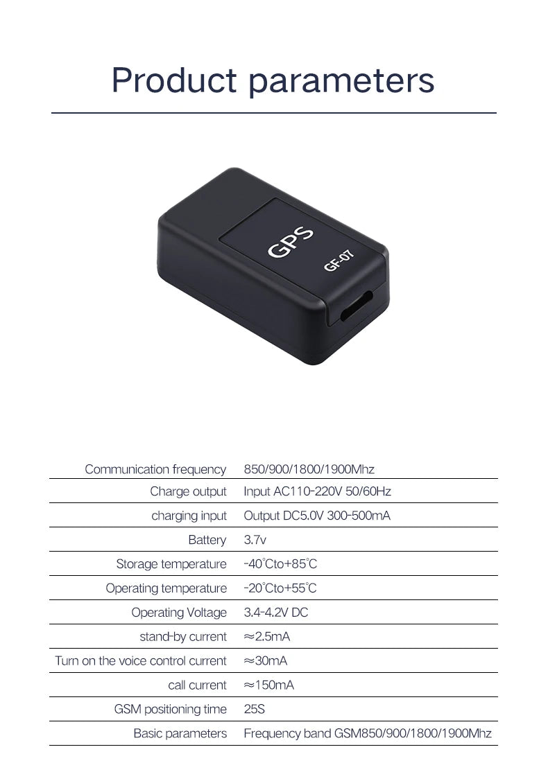GF07 Magnetic Mini GPS Tracker for Vehicles, Pets & Personal Use