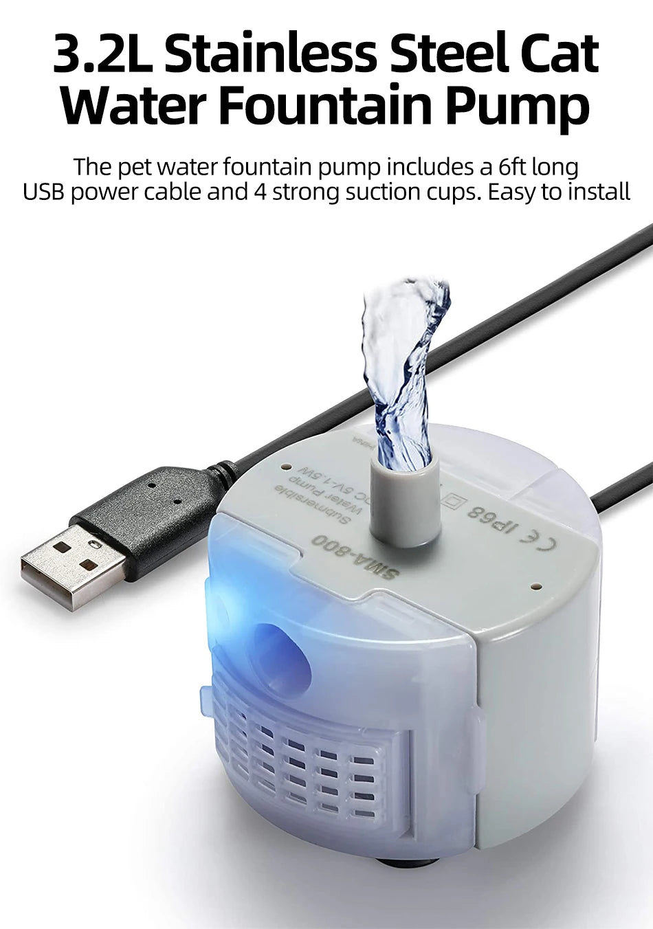 Pompe de rechange pour fontaine à eau en acier inoxydable - Moteur de distributeur d'eau pour animaux de compagnie