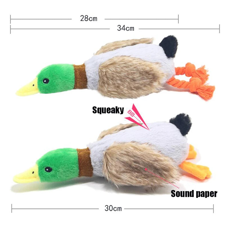 Plush Duck Squeaky Toy with Rope