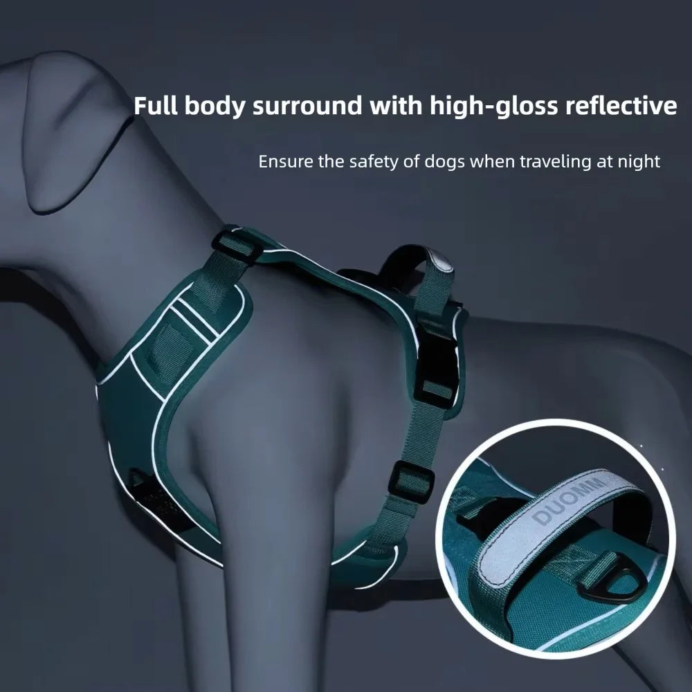 Tactical No-Pull Dog Harness with AirTag Holder – Reflective Vest for Medium & Large Dogs