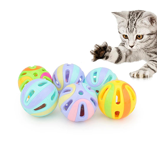Colourful Bell Ball Cat Toys – Pack of 6