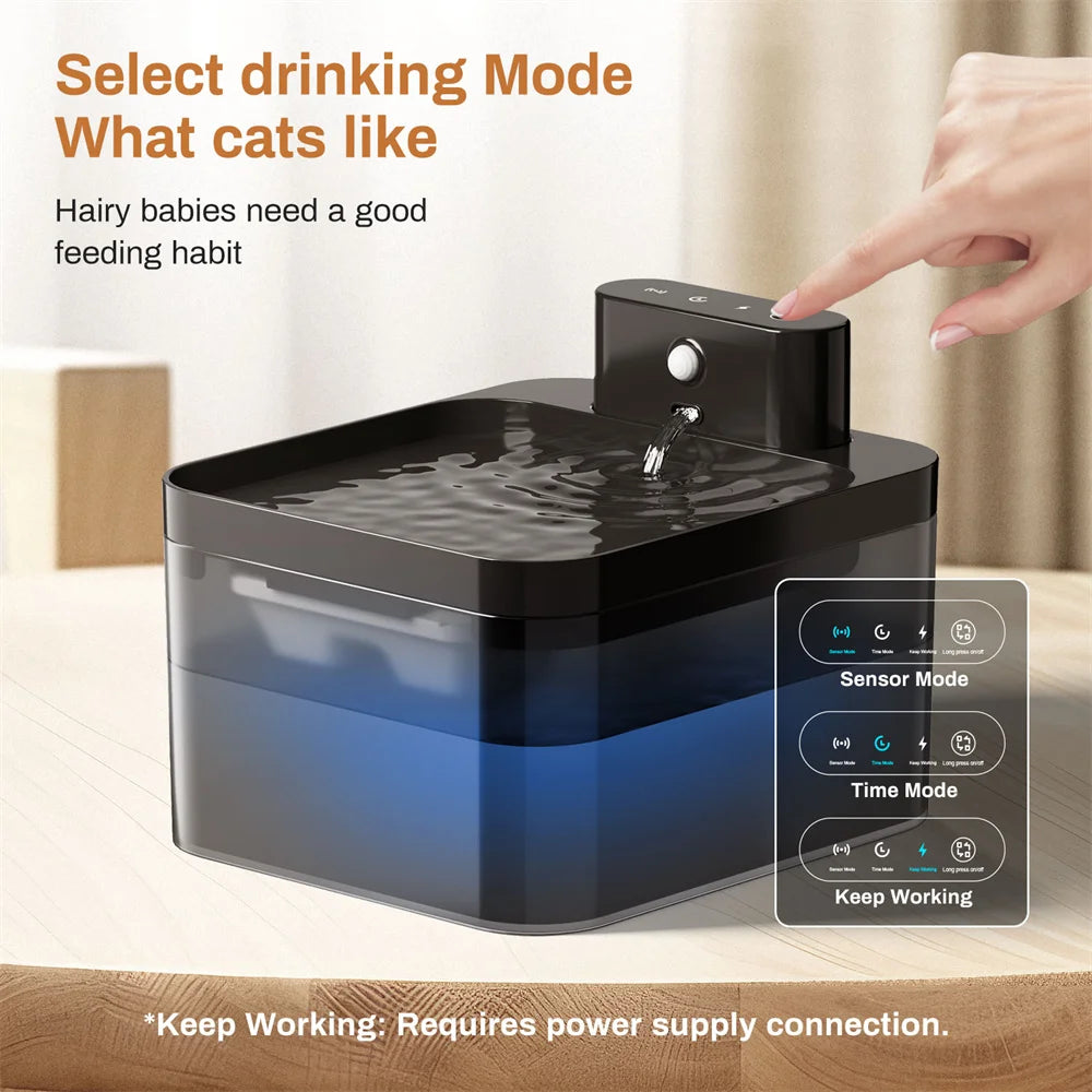 Fontaine à eau sans fil pour animaux de compagnie 2,2 L – Gamelle intelligente à induction pour chats et chiens avec filtre