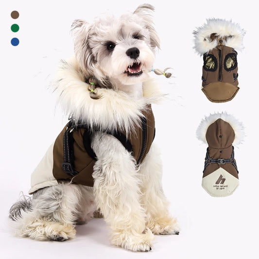 Fleece Hooded Dog Jacket – Warm Plush Winter Coat for Dogs & Cats