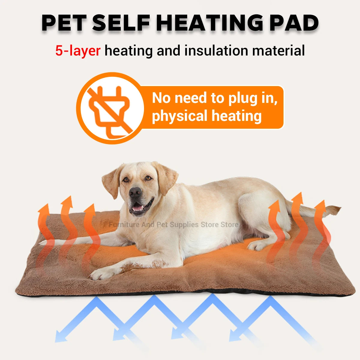 Self-Heating Thermal Pet Mat for Dogs & Cats – Washable Anti-Slip Kennel Pad, Sizes S–XL
