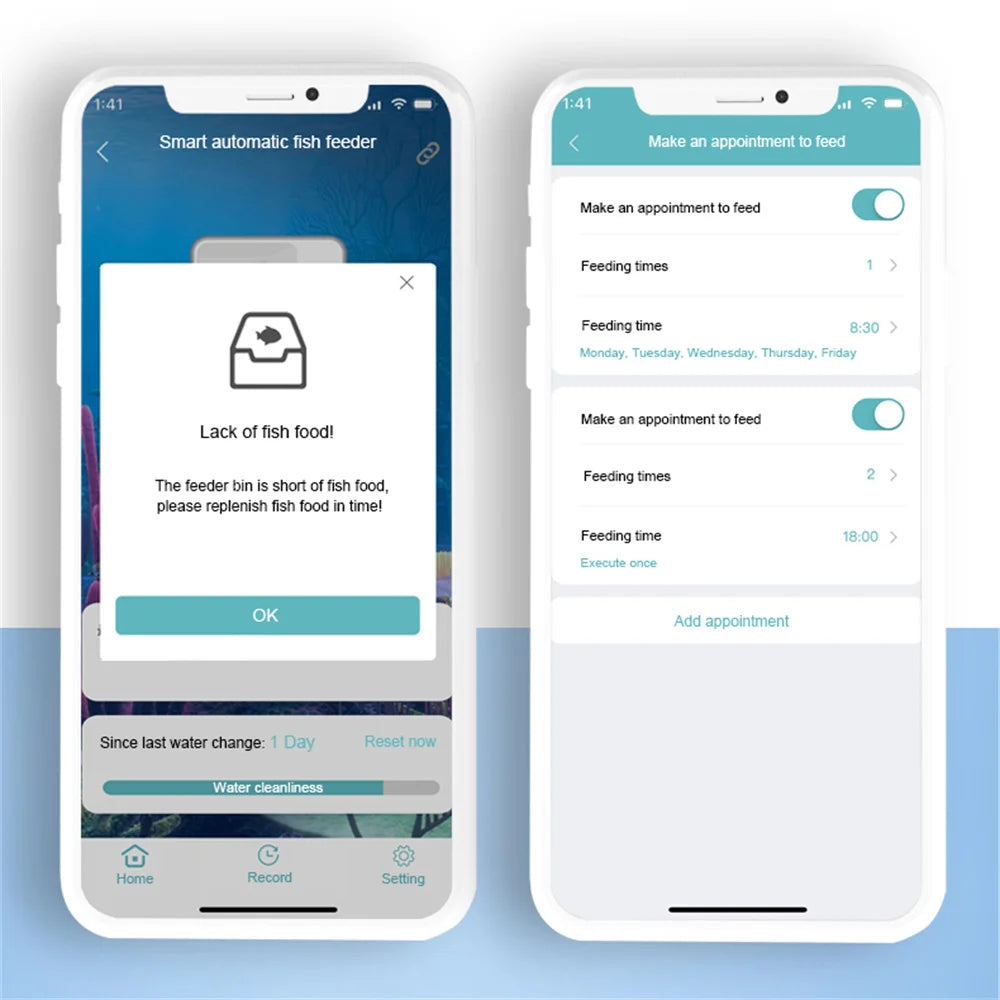 Distributeur automatique de nourriture pour poissons avec minuterie, contrôlé par application WiFi intelligente