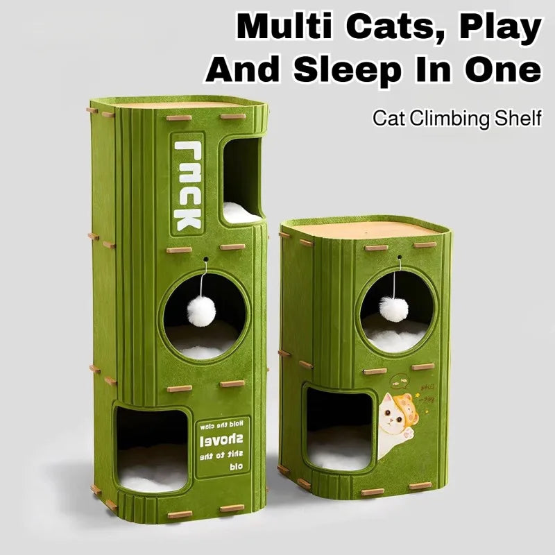 Multi-Layer Cat Tree Tower with Enclosed Sleeping Nest