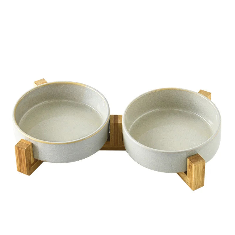 Ceramic Dog Bowl with Slow Feeder & Water Options