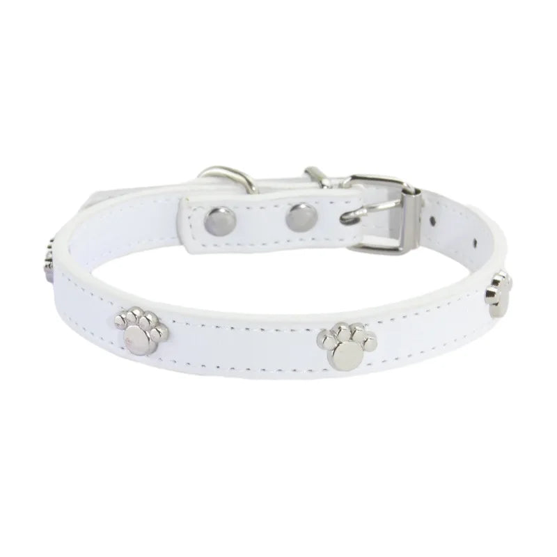 Leather Dog Collar with Footprint Design