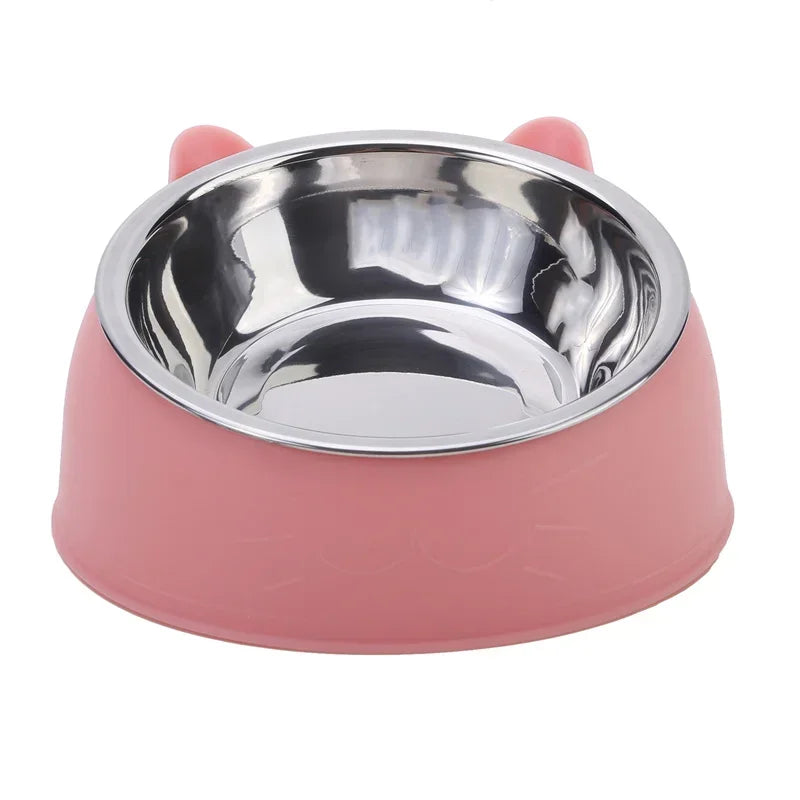 Cat Ear Stainless Steel Pet Bowl with Non-Slip Base