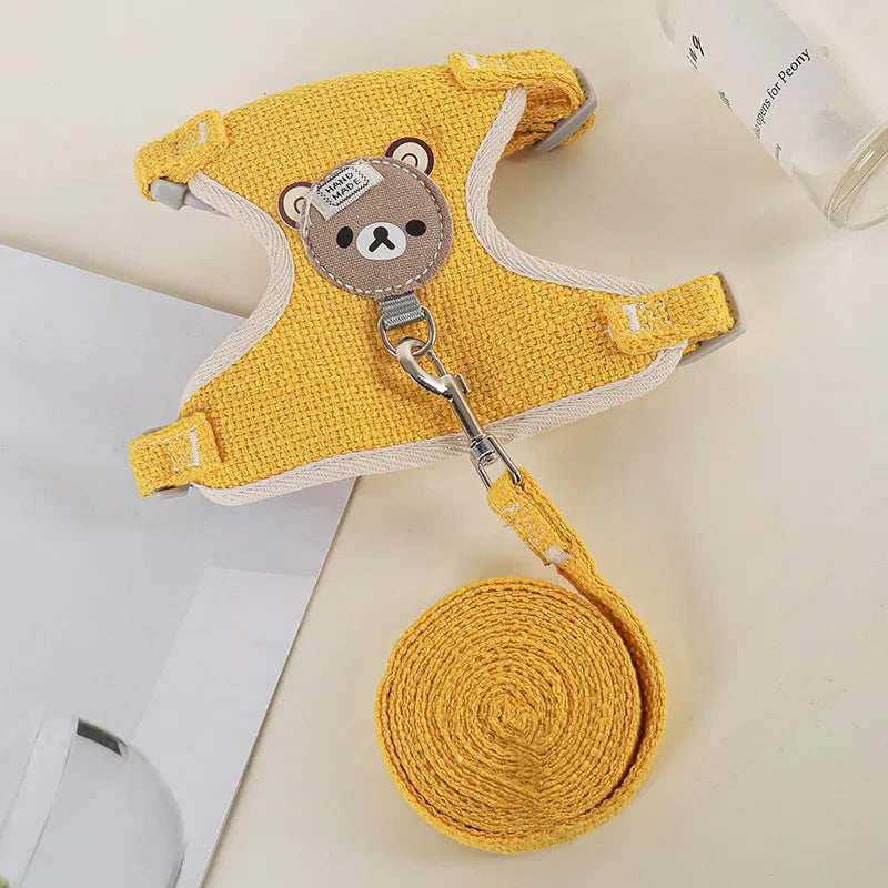 Cartoon Print Cat Rabbit Harness and Leash Set Bunny Rabbits Pet Accessories Bunnies Vest Clothes Lapin Accessoires Pour Animaux