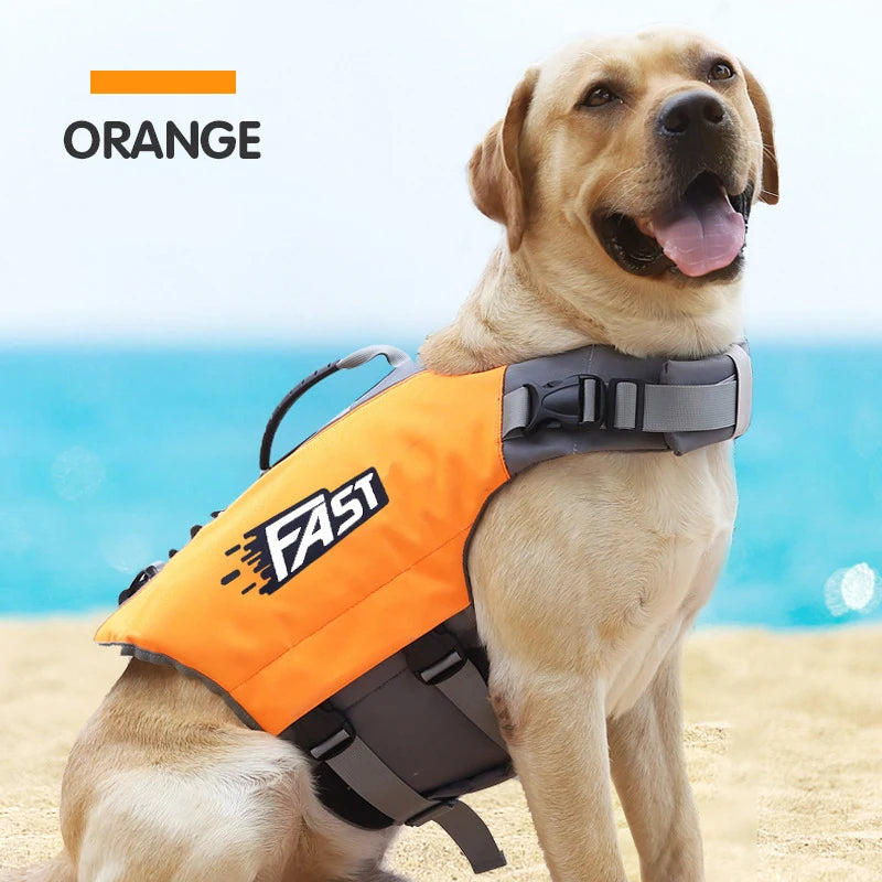 Dog Swimming Life Jacket & Safety Vest with Reflective Trim