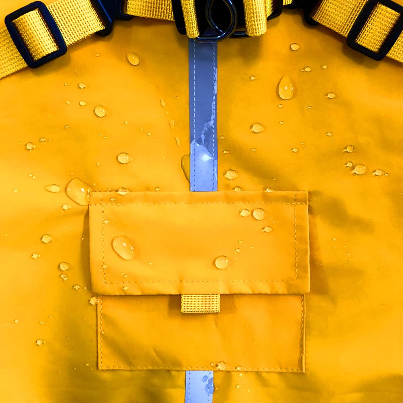 Reflective Waterproof Dog Raincoat with Built-In Harness