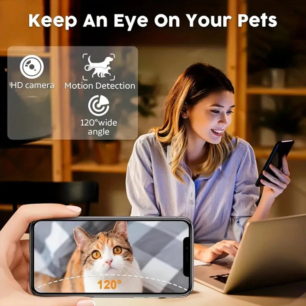 4L Smart App-Controlled Cat Feeder with HD Camera — Stainless Steel Bowl