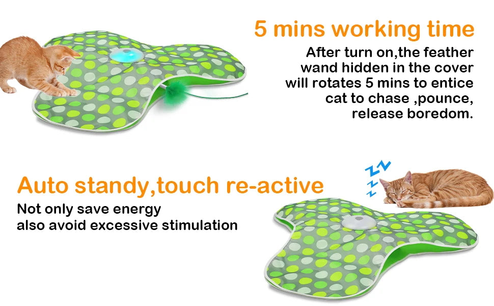 Jouet interactif pour chat - Plume mobile rechargeable et souris couineuse
