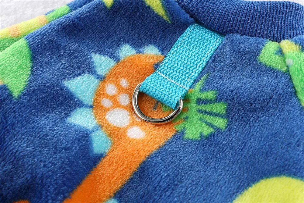 Fleece Dog & Cat Jumpsuit with Leash Ring | Soft Warm Autumn Winter Coat for Puppies to Large Dogs