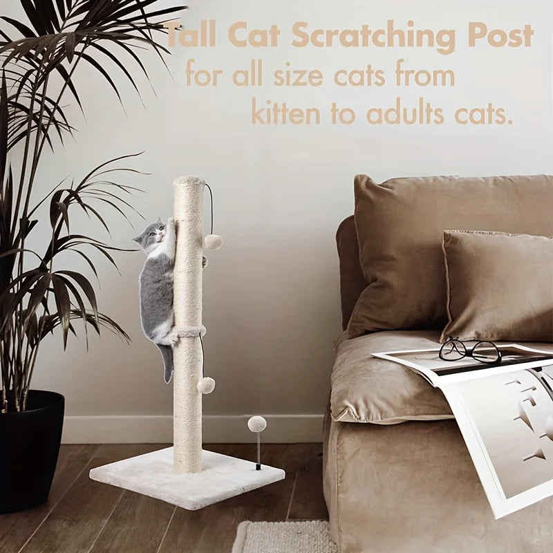 Griffoir pour chat en sisal de 86 cm avec balle suspendue