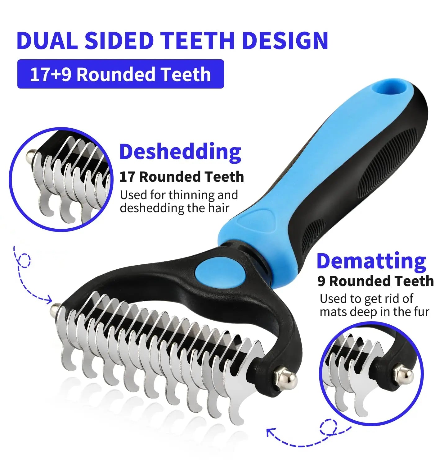 Pet Deshedding Brush - Professional Dog & Cat Hair Remover Grooming Comb