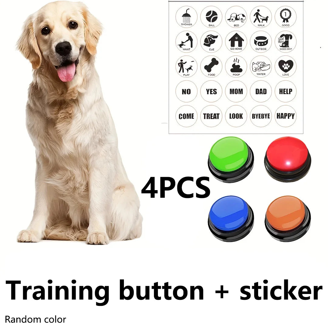 Boutons de communication pour animaux de compagnie - 4 buzzers enregistreurs vocaux pour chiens