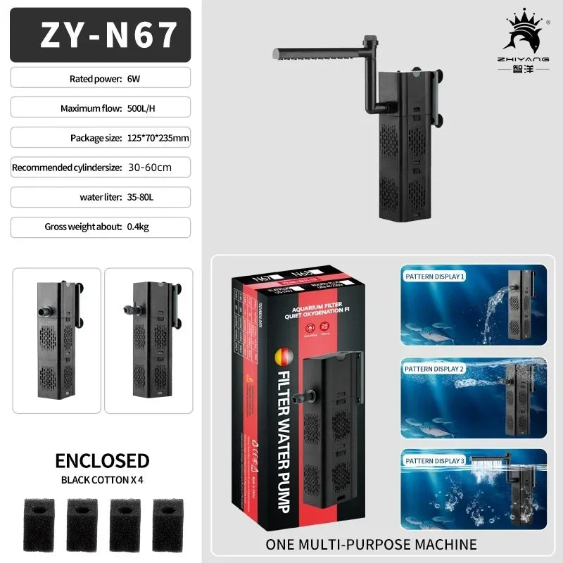 Internal Aquarium Filter with Spray Bar Outlet
