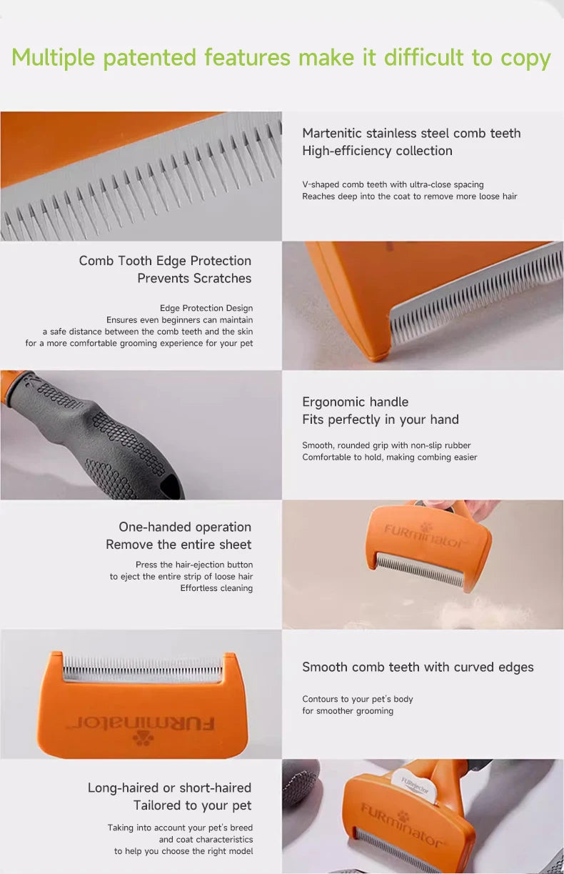 Pet Deshedding Grooming Brush for Dogs & Cats