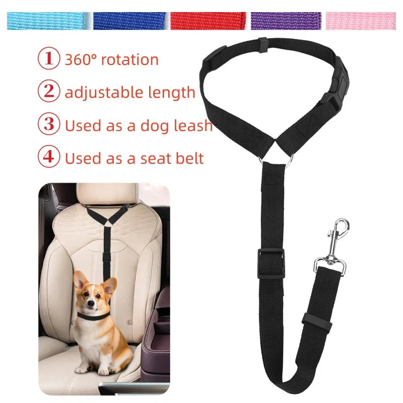 Adjustable Car Seat Belt Safety Rope for Dogs & Cats