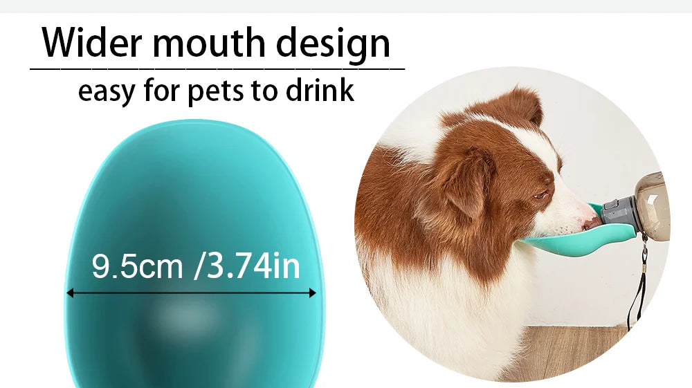 800ml Leakproof Portable Dog Water Bottle with Drinking Bowl