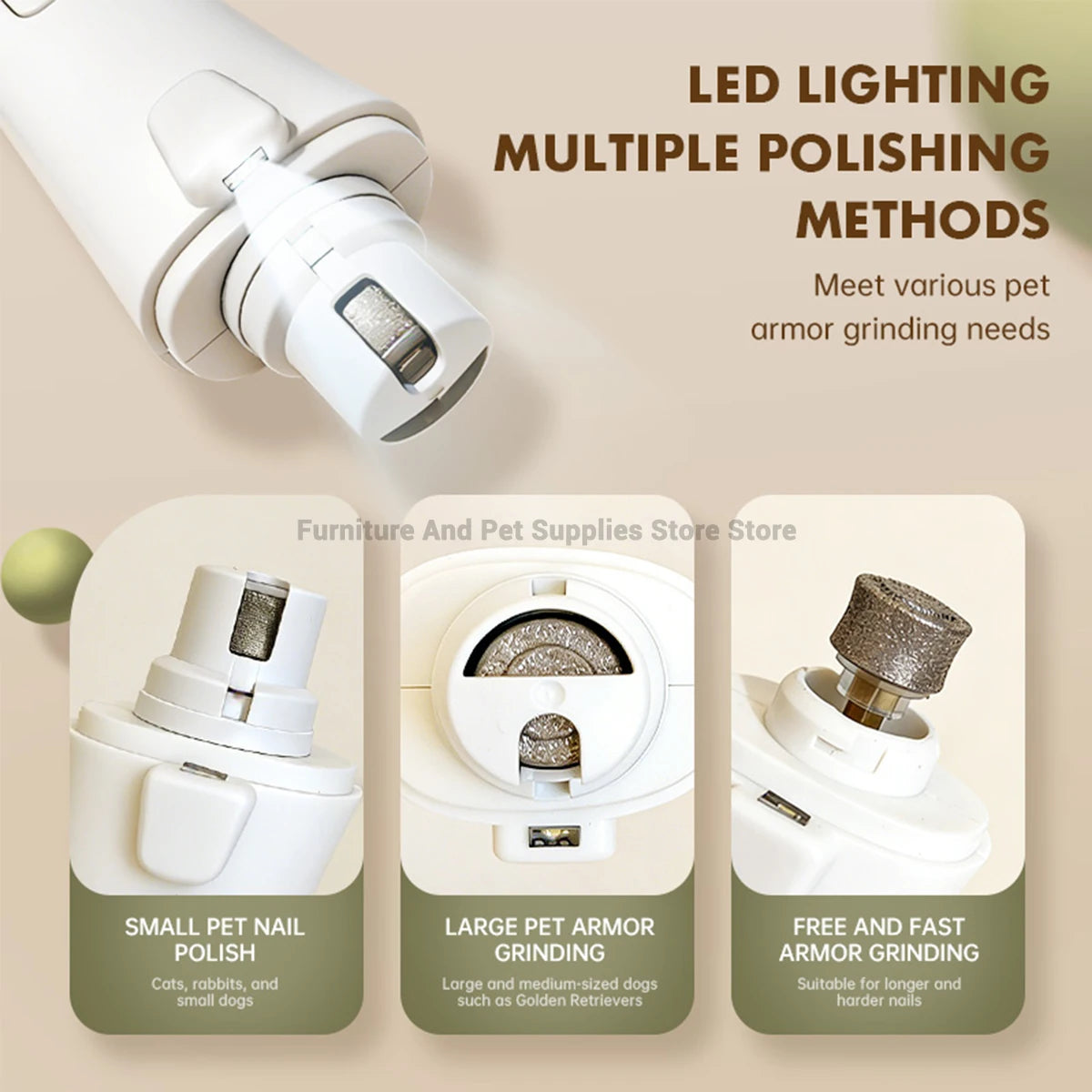 2-in-1 Electric Pet Nail Clipper & Grinder with LED