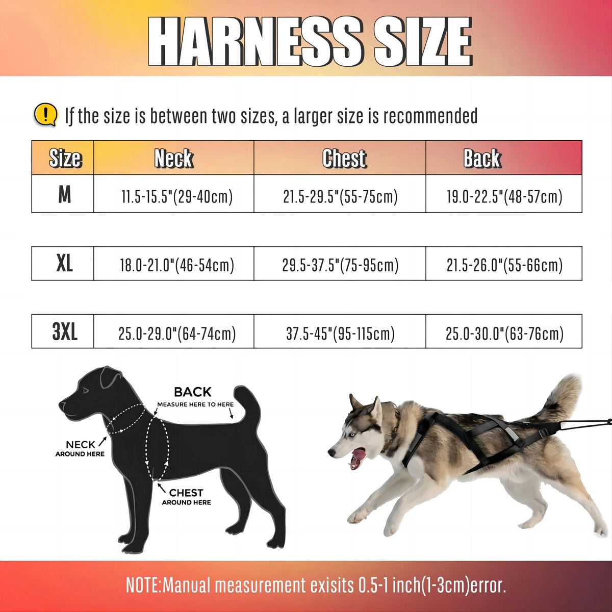 Reflective Padded Dog Sledding Harness for Medium & Large Dogs