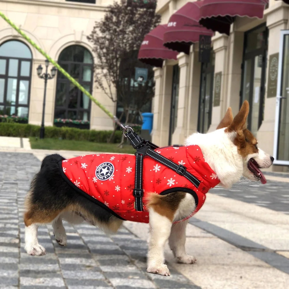 Reflective Fleece Dog Jacket with Integrated Harness