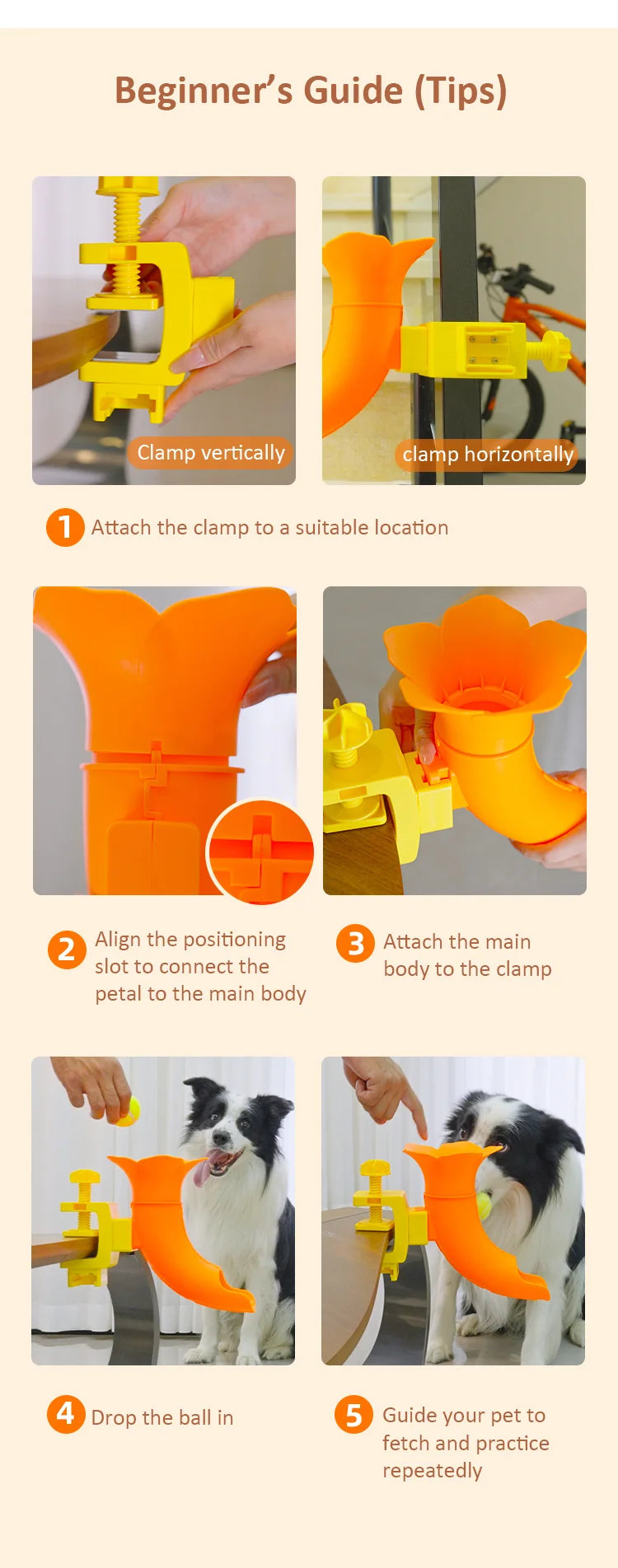 Table-Clip Dog Ball Return Toy
