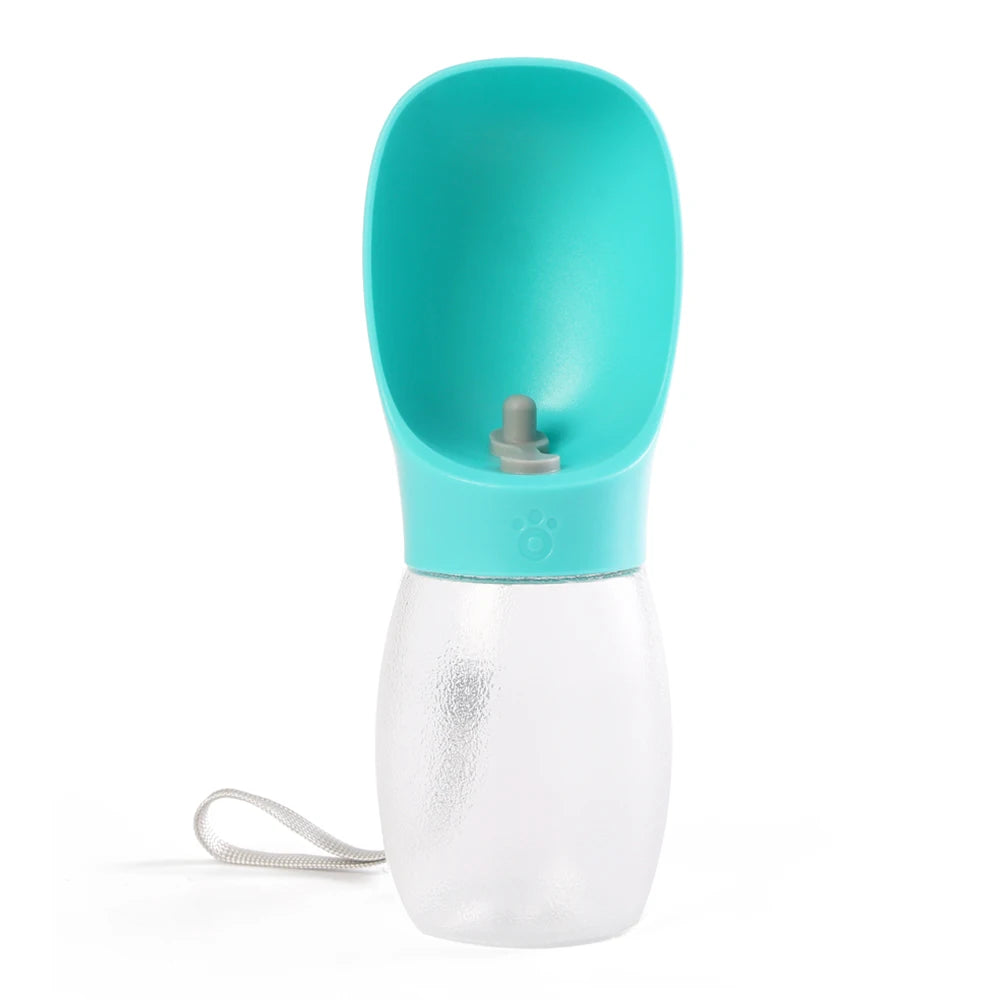 300ml Frosted Pet Water Bottle with Drinking Bowl – Portable & Leakproof for Dogs & Cats