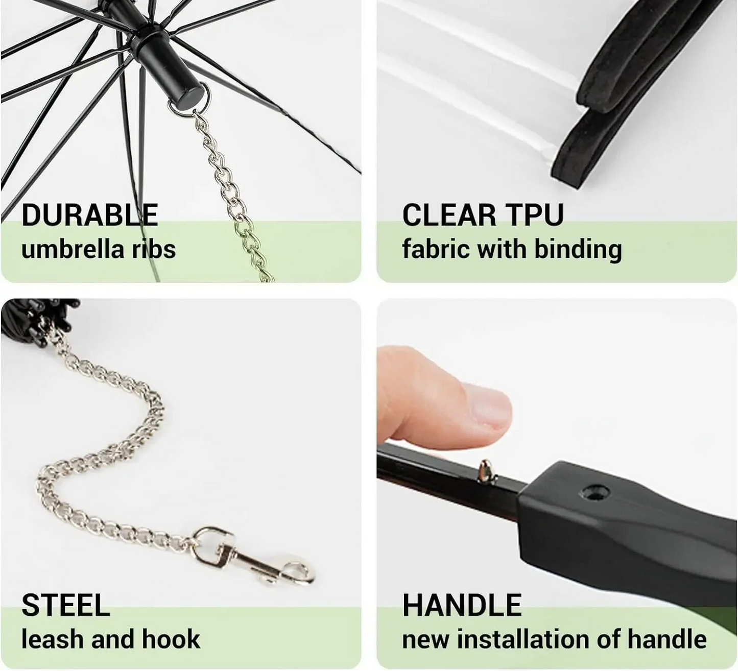 Pet Umbrella with Built-in Leash - Clear Canopy for Small Dogs and Cats