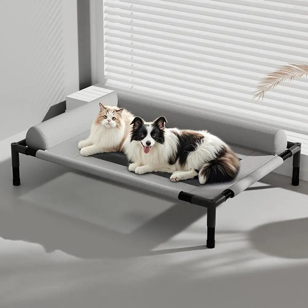 Elevated Mesh Dog Bed with Pillow — Breathable Raised Outdoor & Indoor Pet Bed