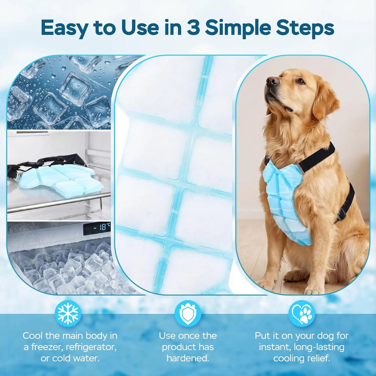 Reusable Gel Dog Cooling Harness Vest with Elastic Straps — Lightweight Summer Cooler