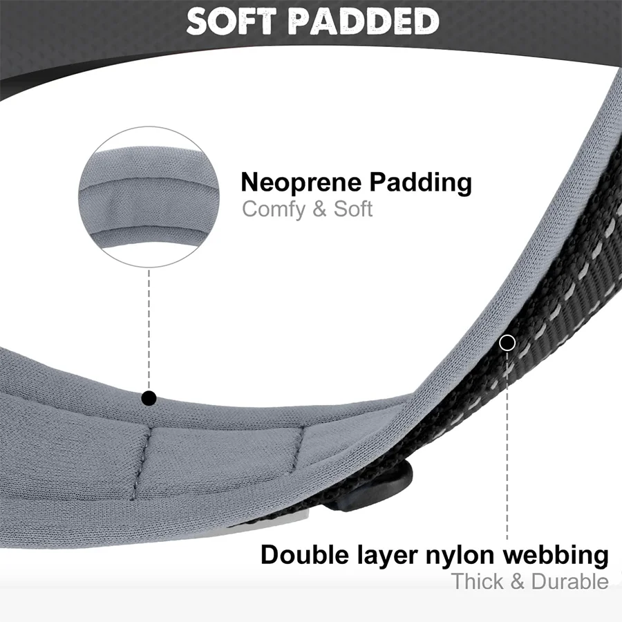 Padded Reflective Dog Collar | Adjustable Heavy-Duty Nylon & Neoprene