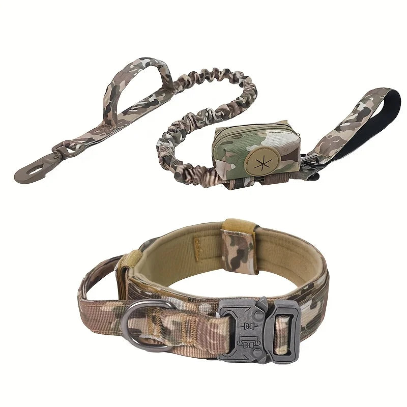 Tactical Military Nylon Dog Collar with Control Handle & Metal Buckle