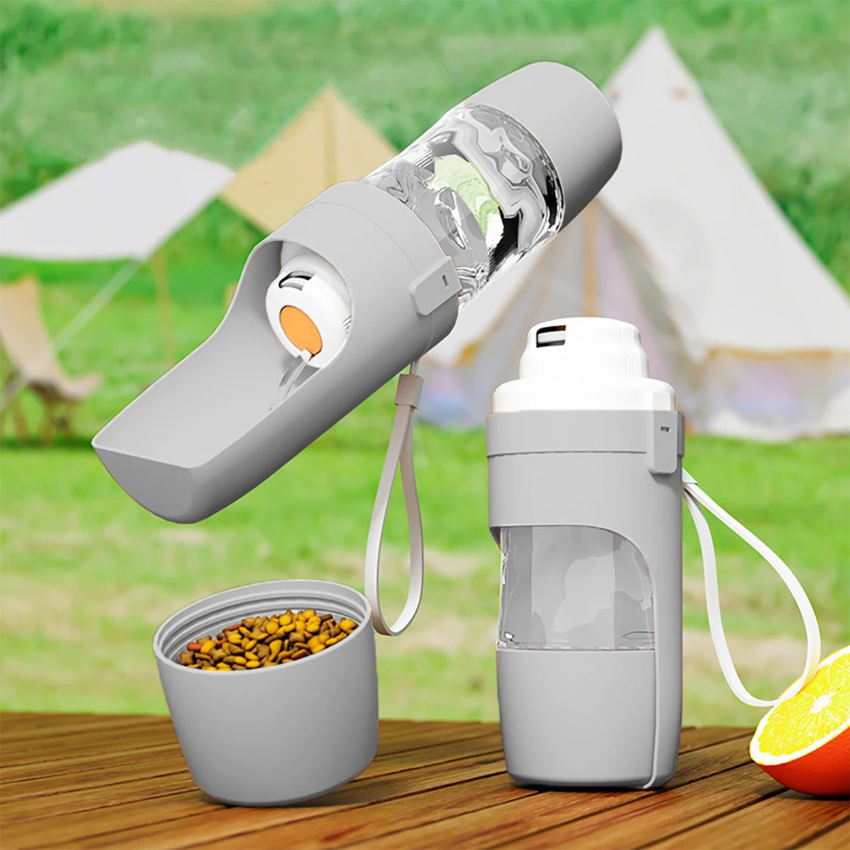 2-in-1 Portable Pet Water Bottle & Food Container – Travel Feeder for Dogs & Cats