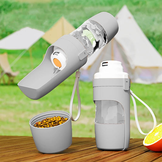 2-in-1 Portable Pet Water Bottle & Food Container – Travel Feeder for Dogs & Cats