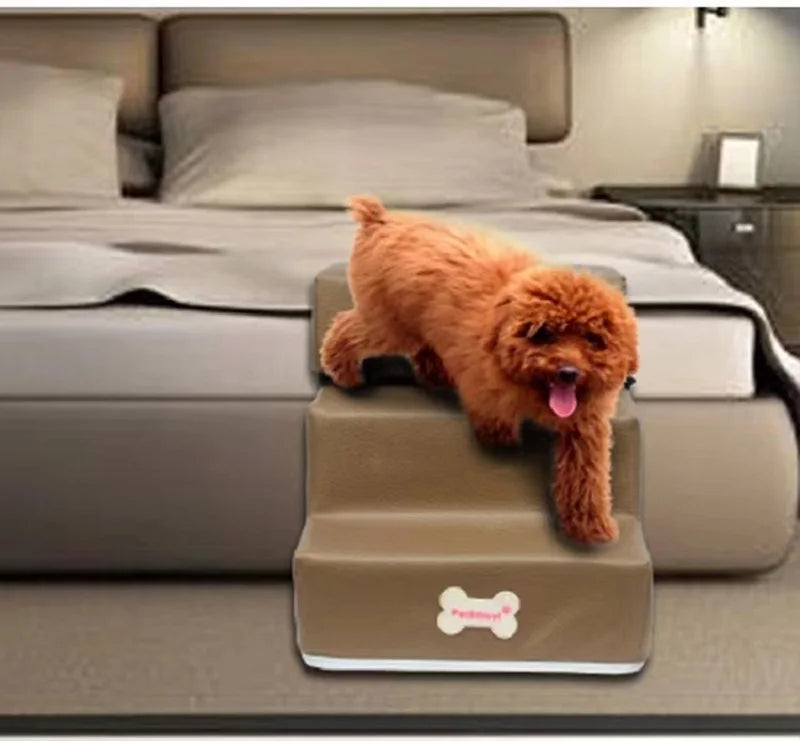 Anti-Slip Pet Stairs with Removable Washable Cover – 2 or 3 Step Ramp for Dogs & Cats