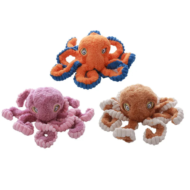 Octopus Plush Dog Toy - Bite Resistant Interactive Toy for Small & Large Dogs