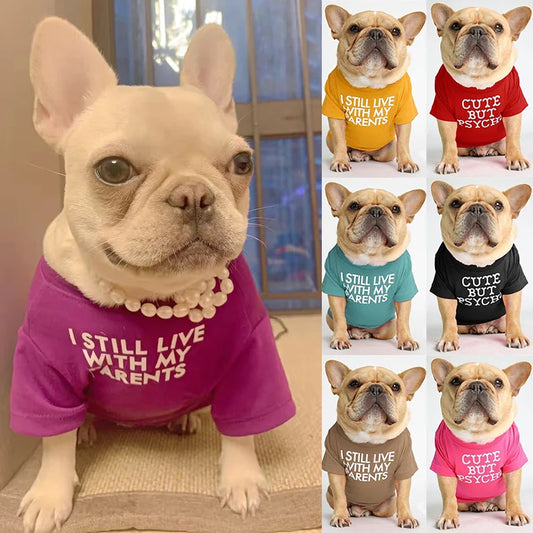 Letter Print Round-Neck Dog T-Shirt for Small Dogs