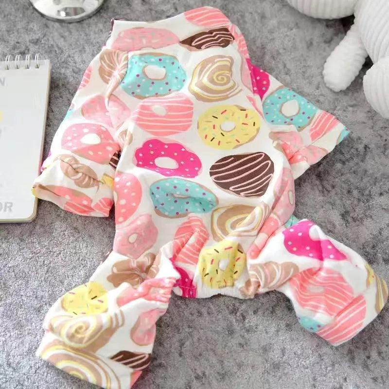 Soft Cotton Printed Pyjama Jumpsuit for Small Dogs