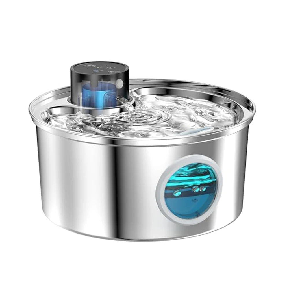 Fontaine à eau pour animaux de compagnie en acier inoxydable de 3,2 L rechargeable par USB avec capteur de mouvement