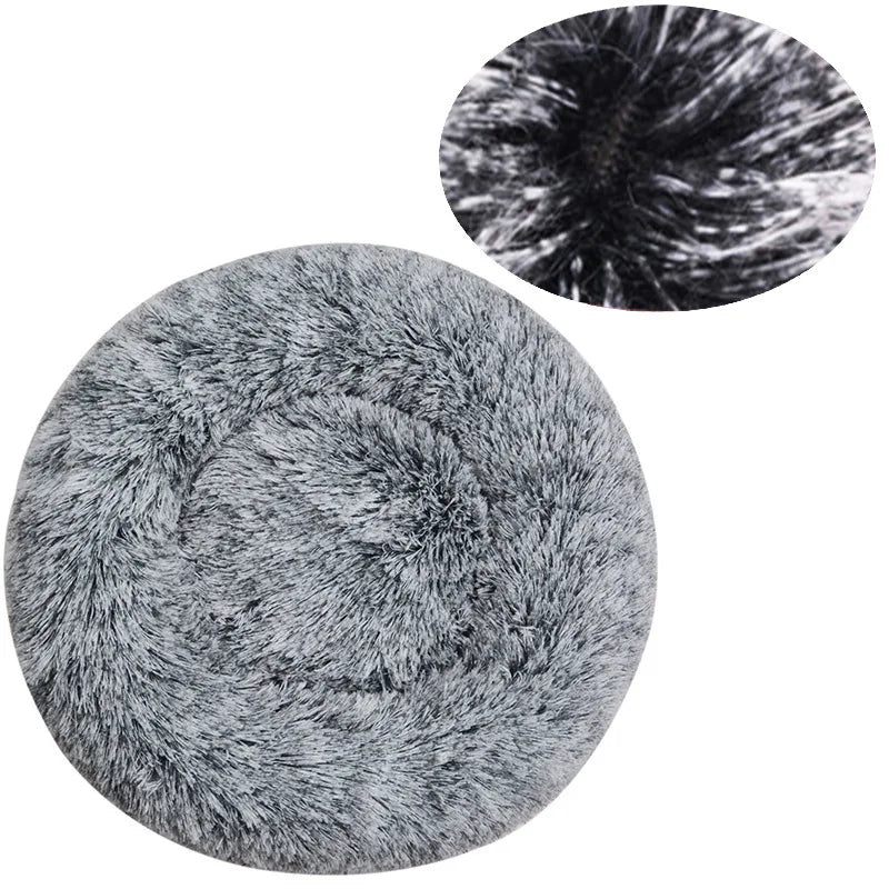 Round Plush Pet Bed — Washable Warm Basket for Dogs & Cats, 6 Sizes