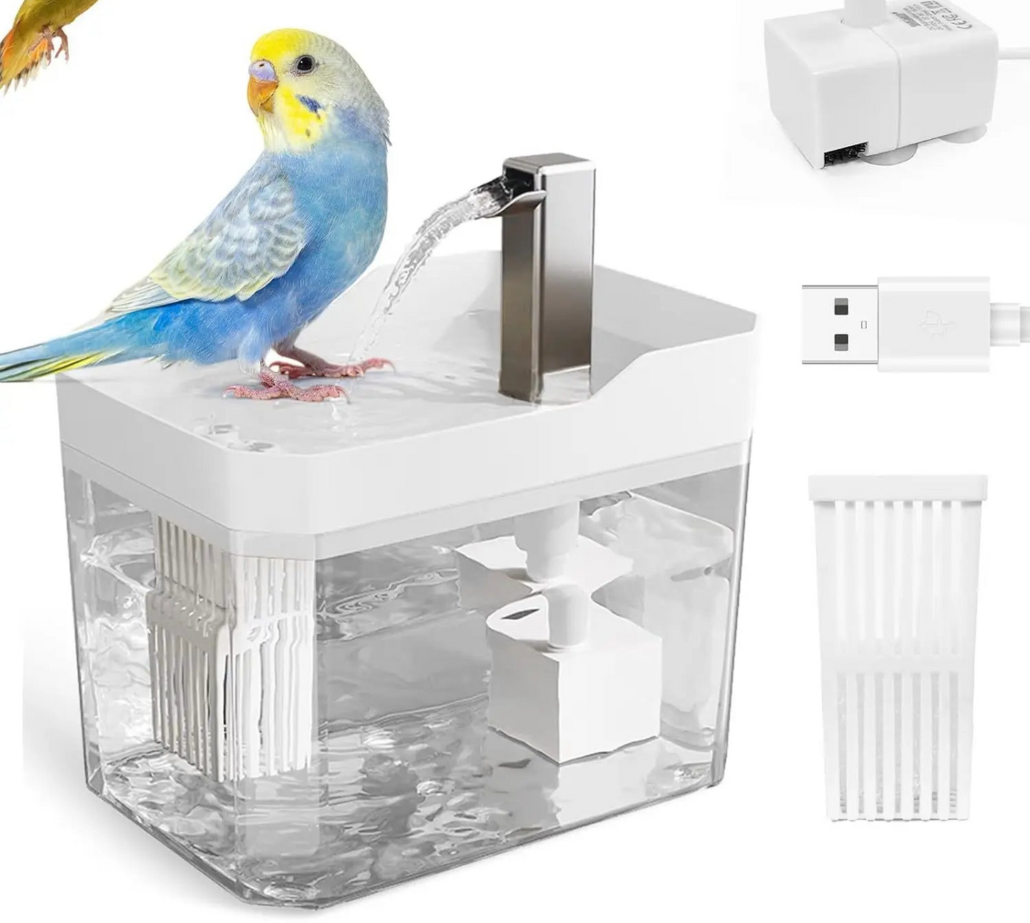 Baignoire automatique pour oiseaux avec pompe - Fontaine de douche intérieure pour perruches et perroquets