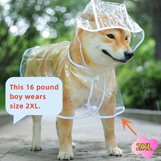 Clear Transparent Pet Raincoat with Hood - Waterproof Poncho for Small Dogs & Cats