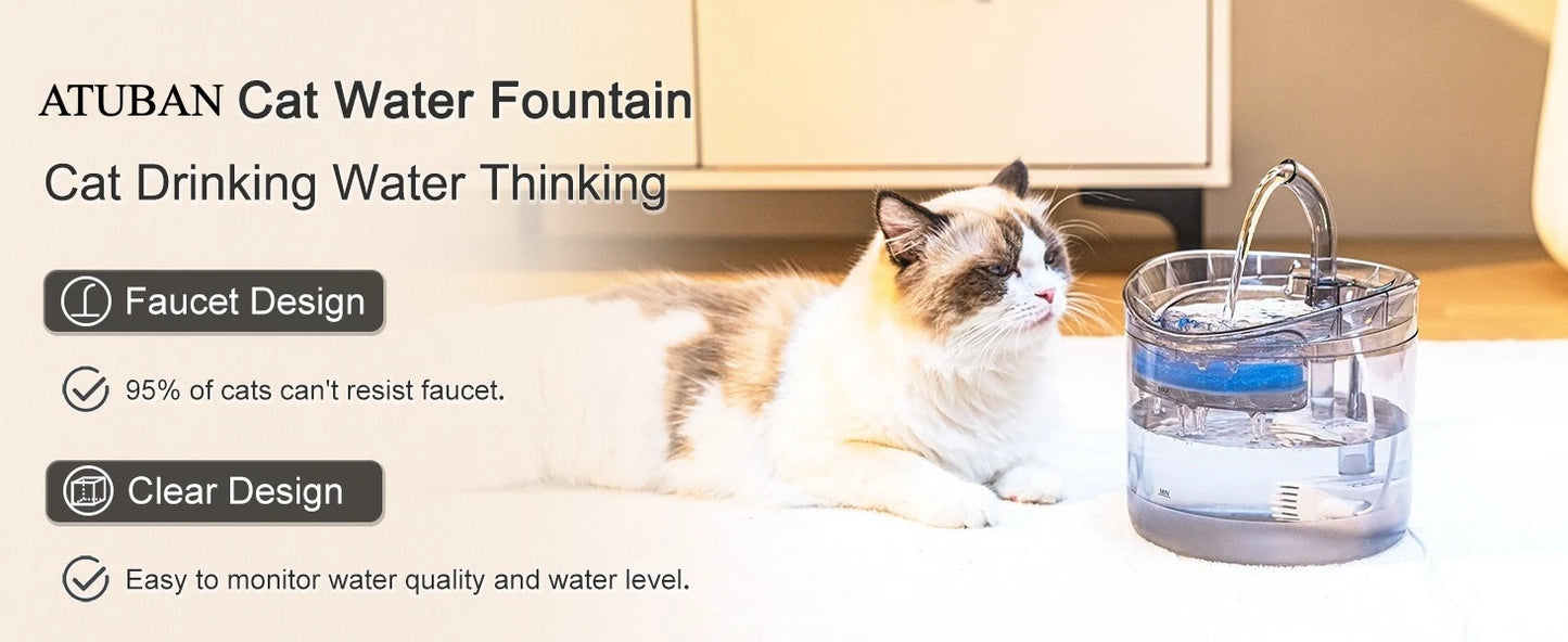 Fontaine à eau pour chat - Distributeur automatique d'eau pour animaux de compagnie 1,8 L