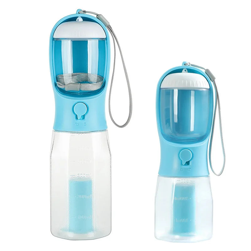 3-in-1 Dog Water Bottle with Food Storage & Waste Bag Holder